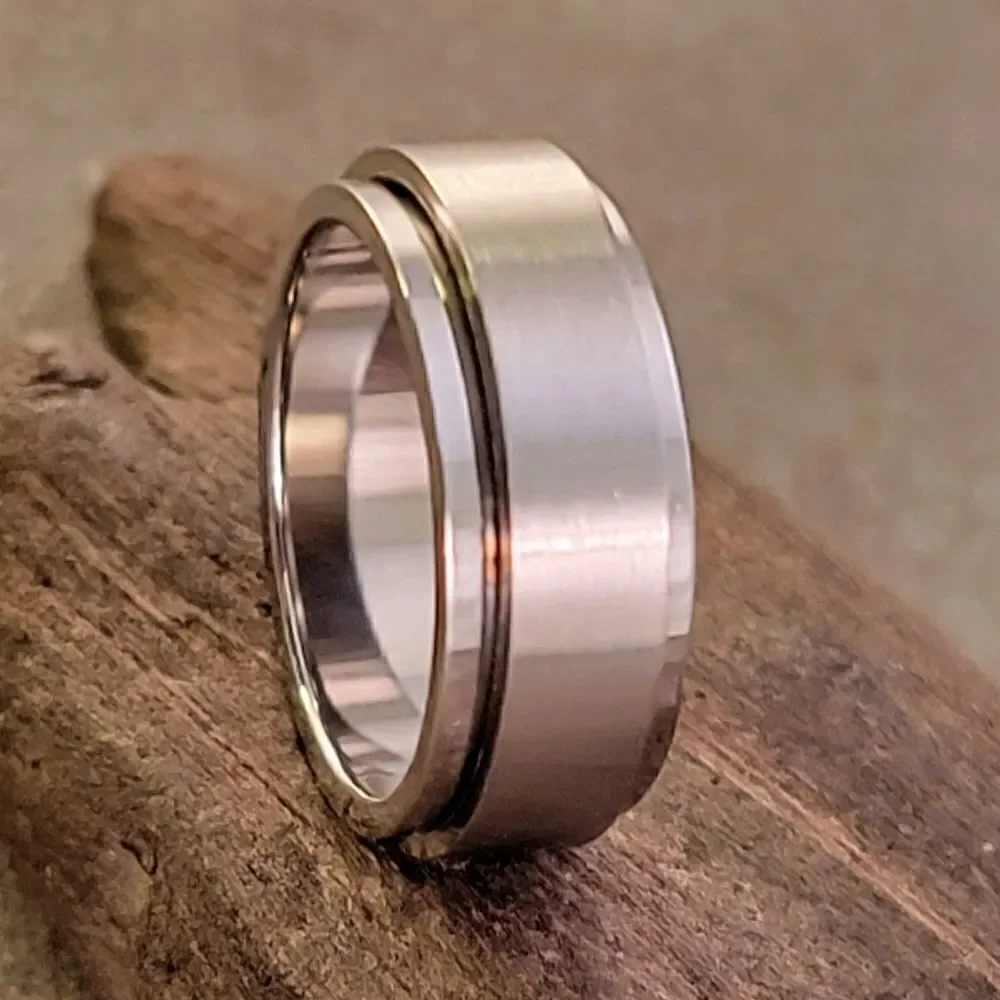 New Unisex Stainless Steel Spinner Ring Band